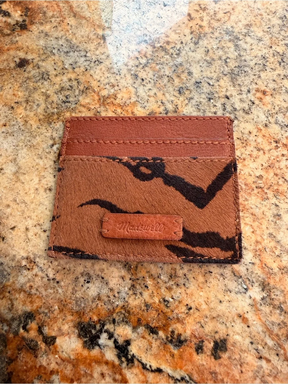 Madewell Leather Tiger-Print Card Holder